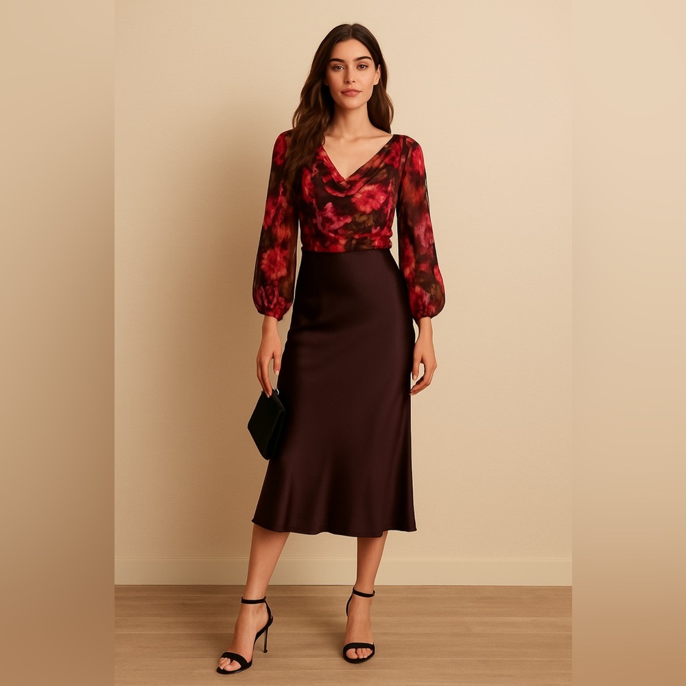 NWOT Mango Off-the-Shoulder Floral blouse/sweater - Red and Pink